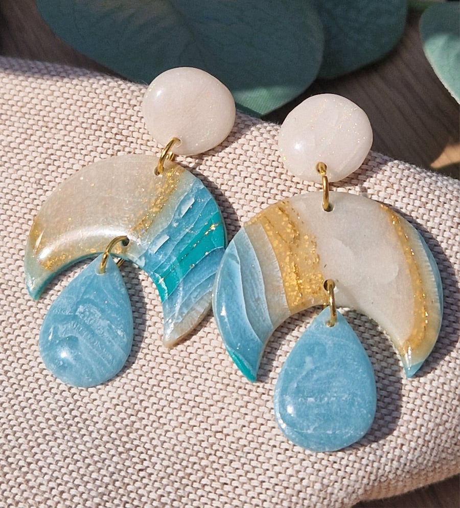 Polymer Clay Earrings: Shoreline 