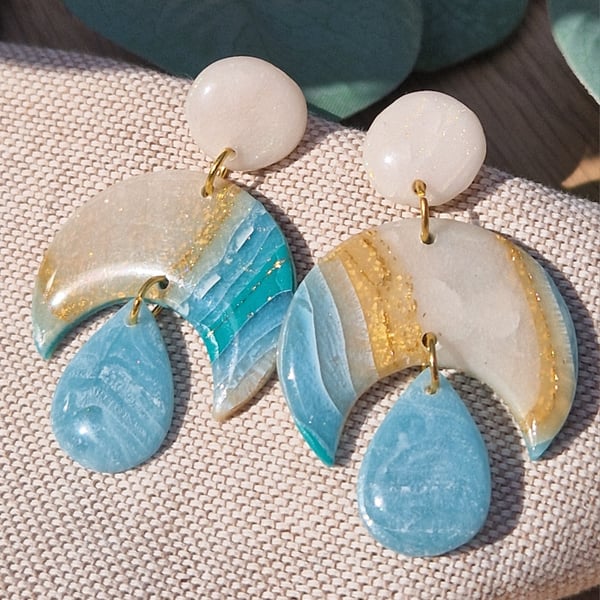 Polymer Clay Earrings: Shoreline 