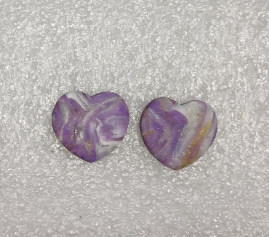 Geode slice heart stud polymer clay earrings