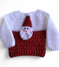 Handmade Crocheted Baby Jumper, Santa Face Knitwear, 0-3 Months Xmas Outfit - Image 2