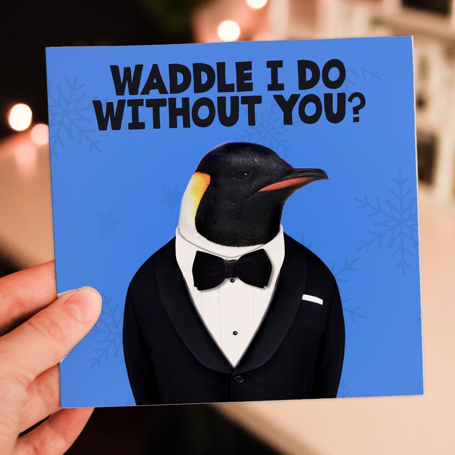 Penguin Valentine's Day card: Waddle I do - Animalyser