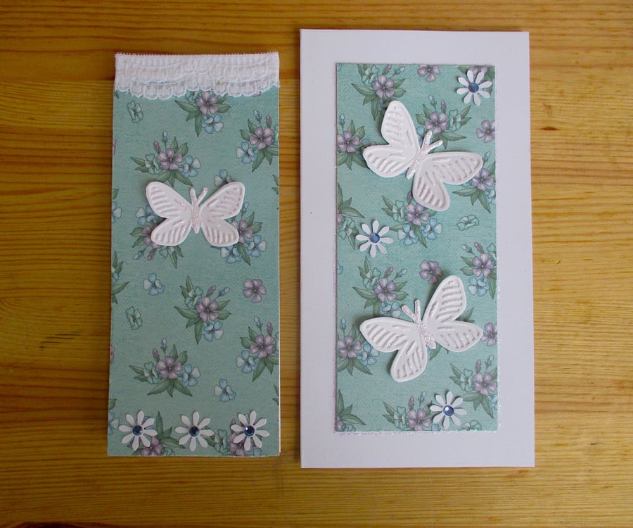 Butterfly Magnetic Notepad And Blank Card Set - Notebook - Jotter - Floral 