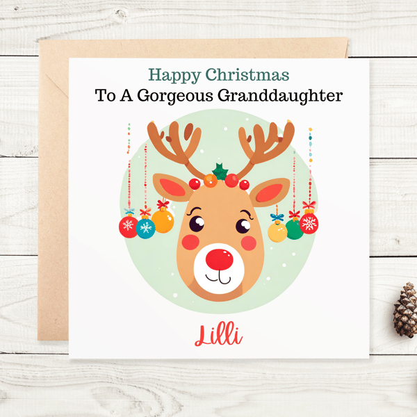 Personalised Christmas Card Granddaughter, Great Granddaugher, Daughter 