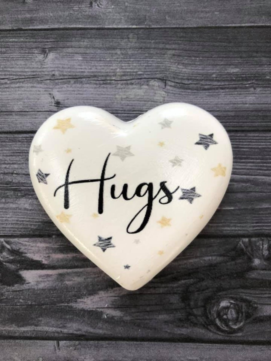 HUGS Handmade heart to send some love, personalised and gift boxed