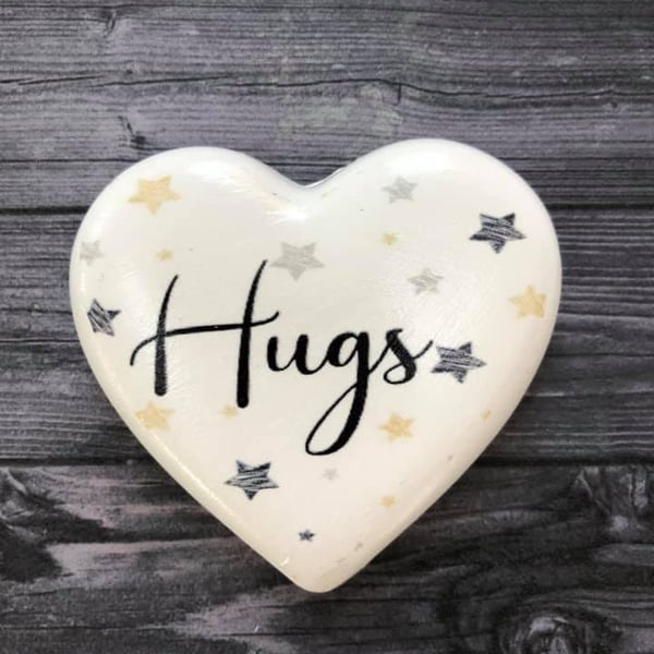 HUGS Handmade heart to send some love, personalised and gift boxed