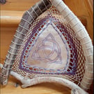 Handmade OOAK rawhide driftwood hemp artwork with Celtic knot design