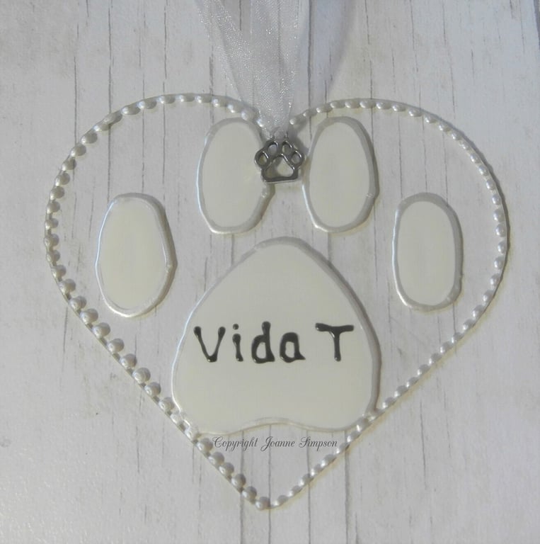 Hand painted Pretty paw sun catcher decoration. Pet lover gift.