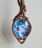 Howling Wolf Animal Glass & Copper Blue Pendant Necklace Summer Seconds - Image 1