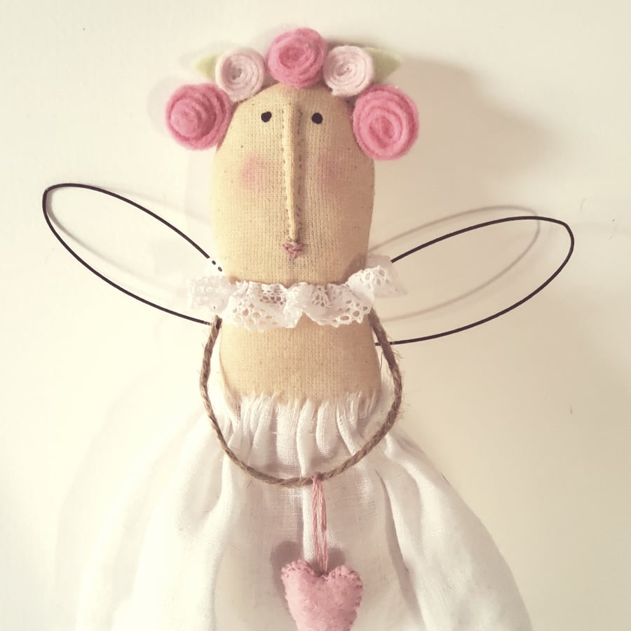 Mothers day , Anniversary  Angel of Love primitive cloth doll