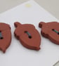 3 Woodgrain Acorn Terracotta Ceramic Buttons - Image 2
