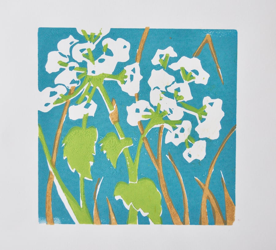 Cow parsley lino print