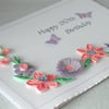 Handmade birthday card, quilling, quilled