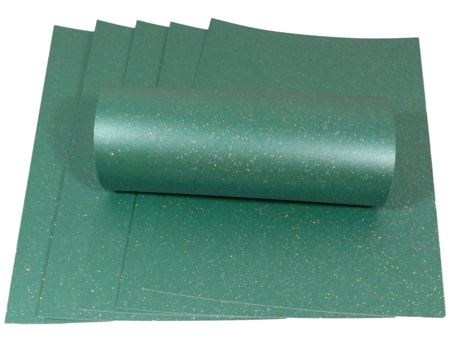 10 Sheets A4 Christmas Green Iridescent Sparkle Card Quality 300gsm 110lb Cover 