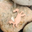 Dog pendant in copper and sterling silver