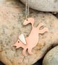Dog pendant in copper and sterling silver