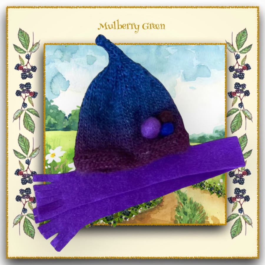 Purple Shaded Hat and Scarf Set