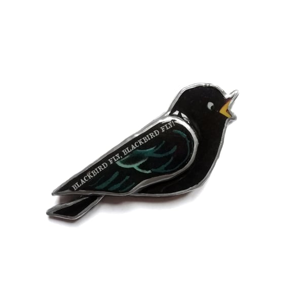 Wonderfully Whimsical Lyrical Beatles Blackbird Resin Brooch by EllyMental