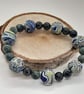 Navy and sage polymer clay bracelet - Image 3