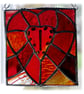 Patchwork Fused Heart Plaque Stained Glass Handmade Dichroic Reds - Image 3