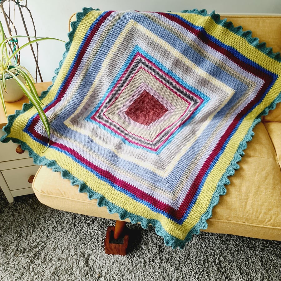 Colourful Square Lap Blanket, Crochet Knee Warmer