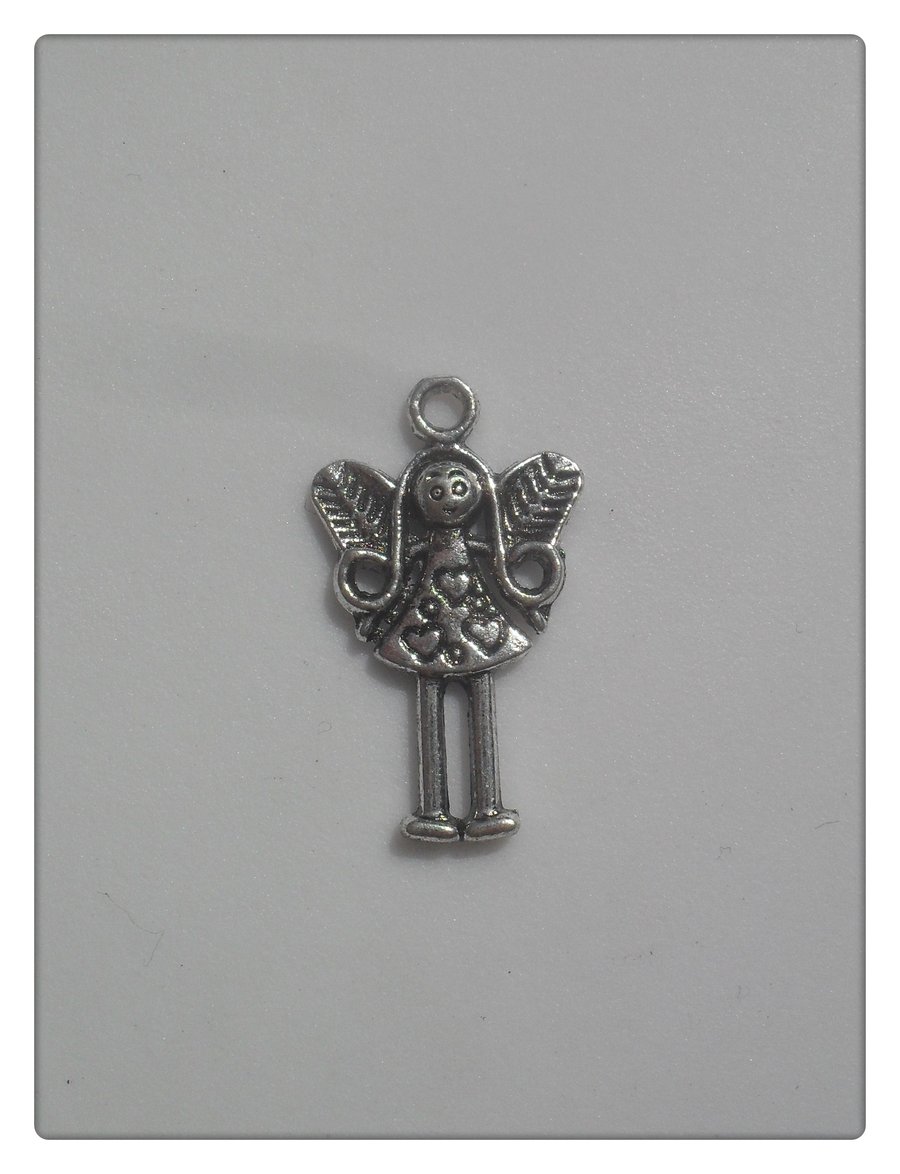 15 x Tibetan Style Pendants - 25mm - Fairy - Antique Silver 