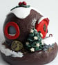 Handmade Polymer Clay Christmas Pudding Fairy House Ornament With Lights - Image 5