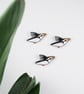 Puffin wall decoration, set of 3 flying miniature birds, wooden hand painted. - Image 1