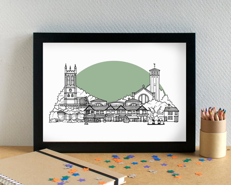 Allerton Liverpool Landmarks Skyline Art Print