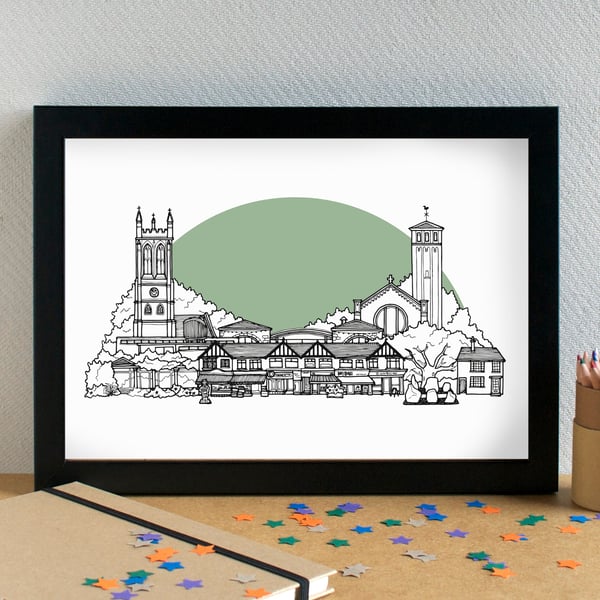 Allerton Liverpool Landmarks Skyline Art Print