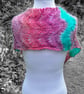 40.SALE ITEM. Handknitted Infinity Striped Scarf In Pinks and Green. - Image 3