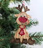 Embroidered Lace Reindeer Christmas Ornament: Hanging Decoration