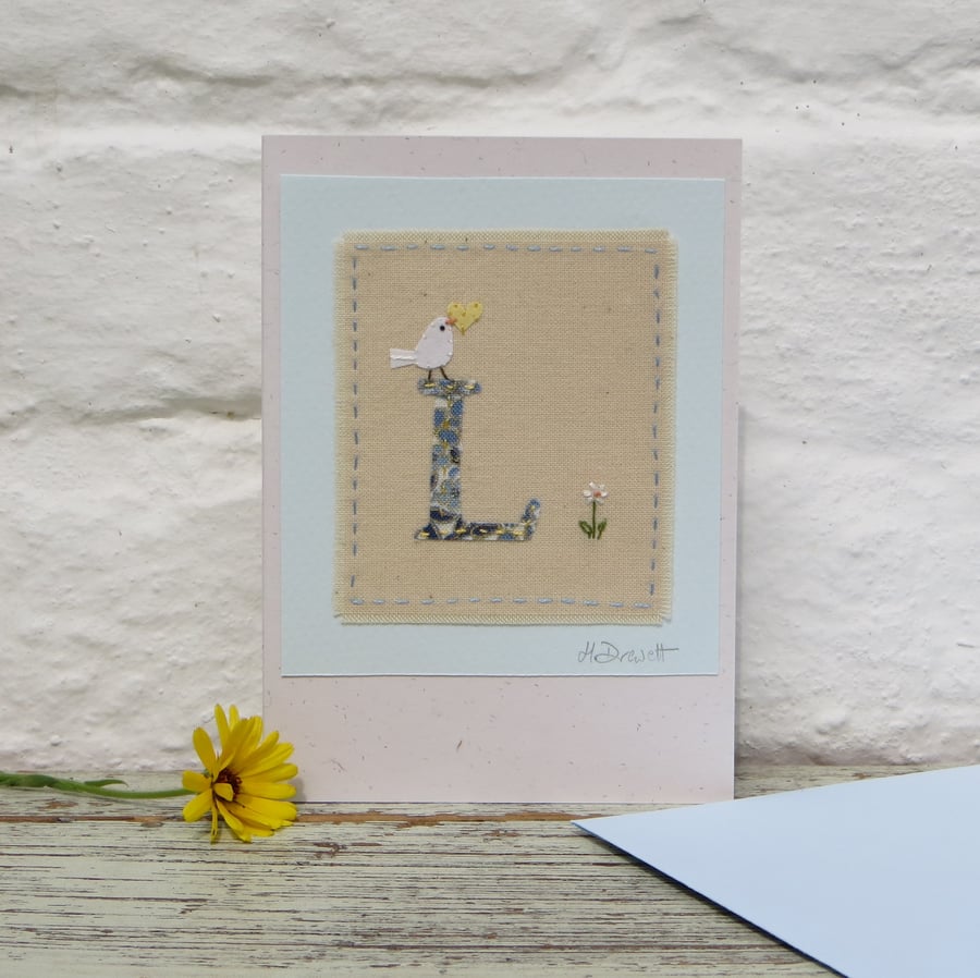 Sweet little hand-stitched letter L, New Baby, Christening or Birthday