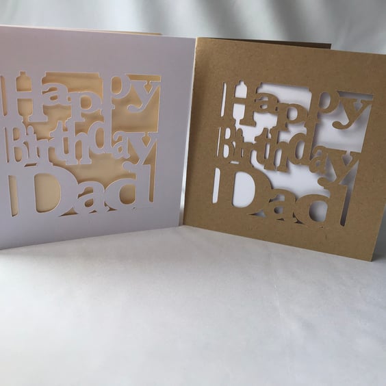 Dad Happy Birthday card, white or kraft card with envelope 