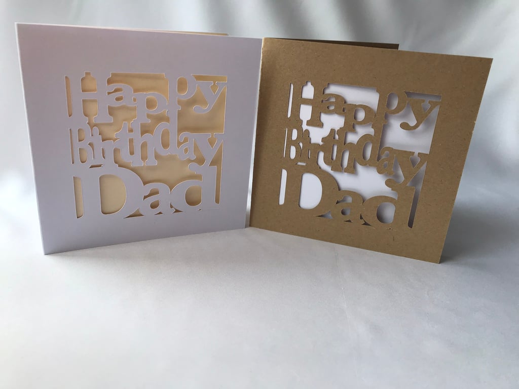 Dad Happy Birthday card, white or kraft card with envelope 