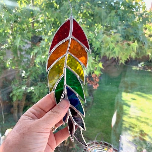Stained Glass Feather Suncatcher - MADE TO ORDER  