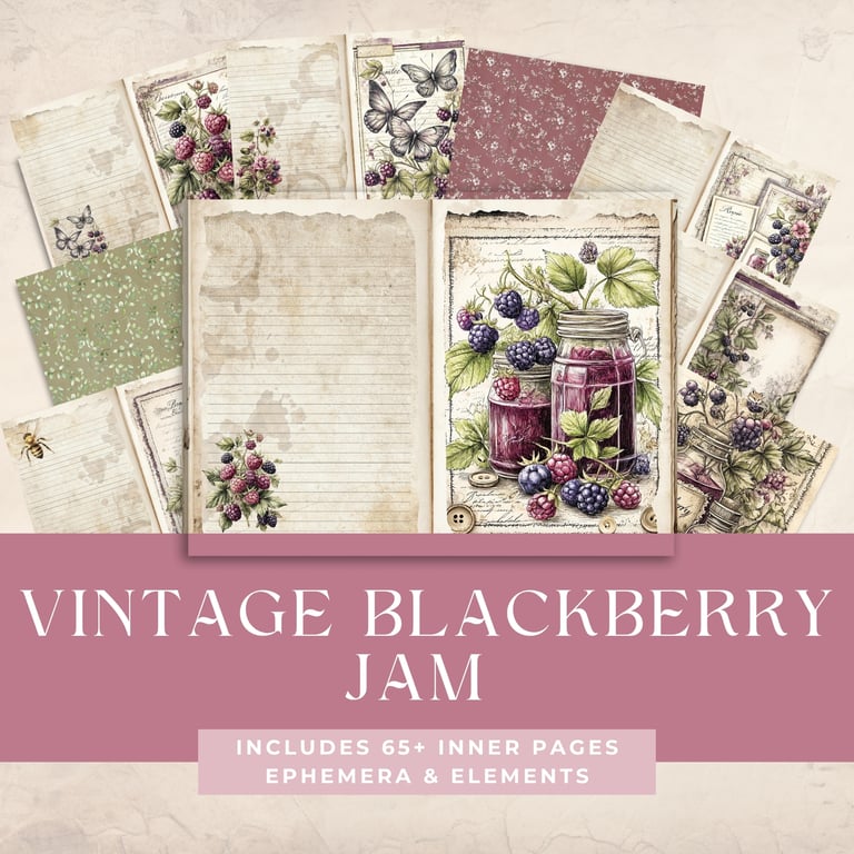 Vintage Blackberry Jam - Digital Download - Journal Kit