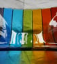 Rainbow coloured square fused glass dish - Image 3