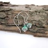Earrings, Sterling Silver Long Drop with Natural Emerald and Dyed Jasper