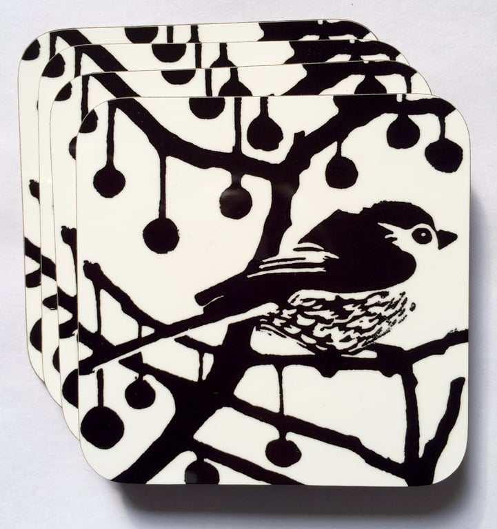 B & W Longtail Coasters - Pk of 4