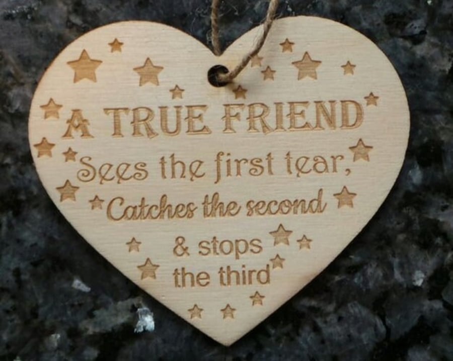 A True Friend Wooden Heart Friendship Gift