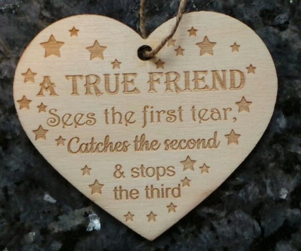 A True Friend Wooden Heart Friendship Gift