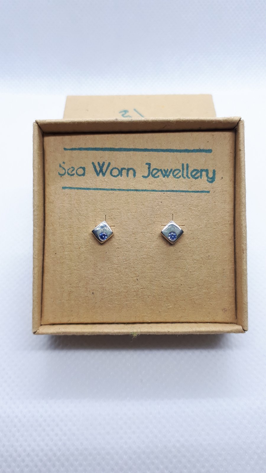 SALE Silver studs with purple cubic zirconia 