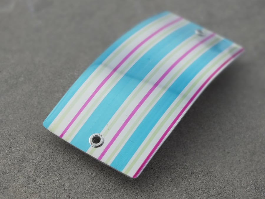 SALE: Pink, turquoise and lime striped hair slide