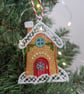 Machine Embroidery Gingerbread House Ornament: Lace Christmas Decoration - Image 1