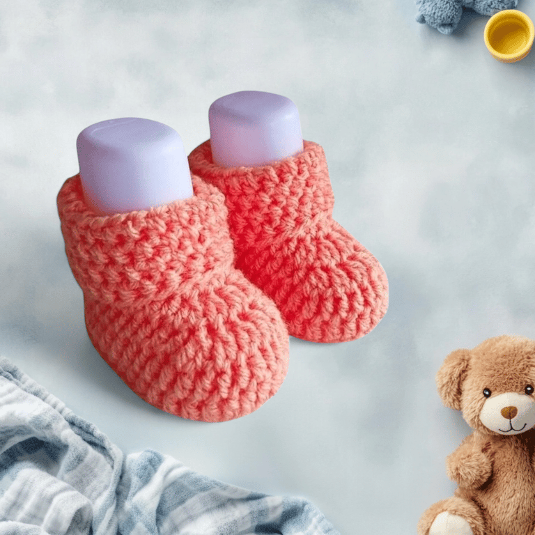 Handmade Crochet Orange Baby Booties Unisex Slippers for Newborn 0 to 3 Months