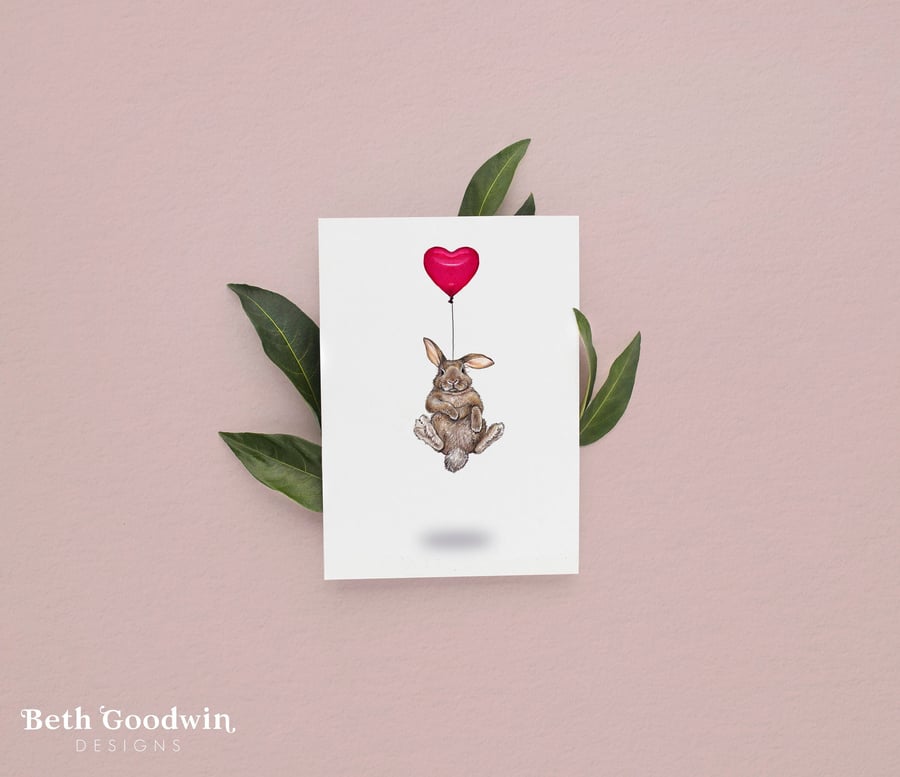 Rabbit Love Card - Bunny Rabbit Cards, Anniversary Cards for Her, Pet Rabbit