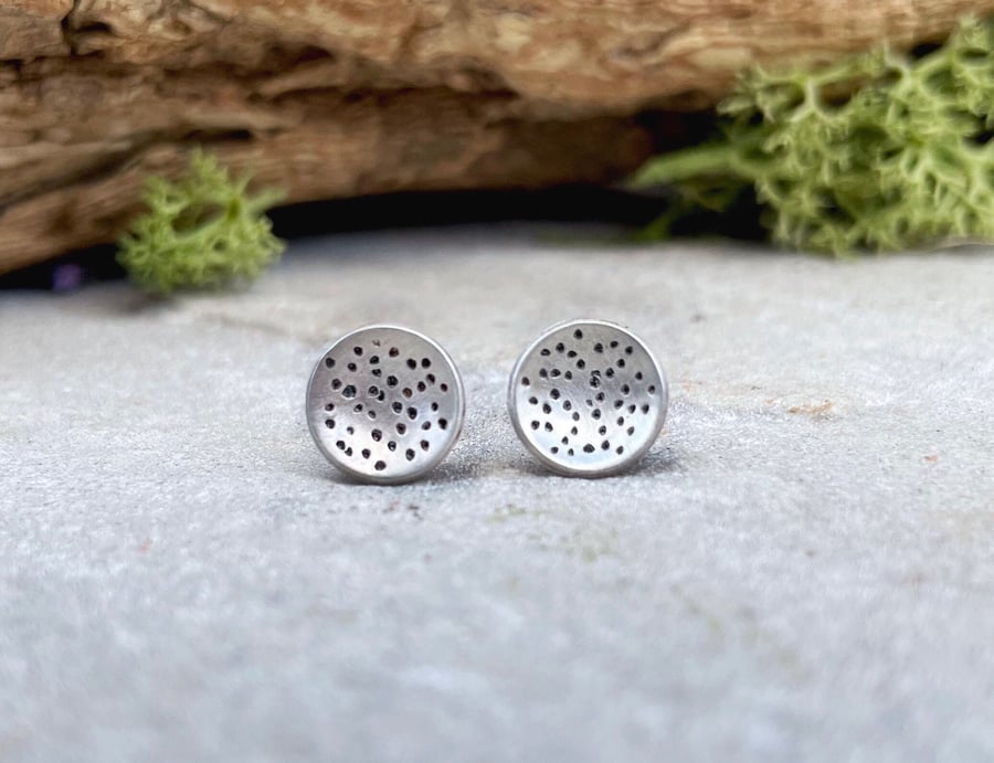 Handmade Silver Celestial Stud Earrings