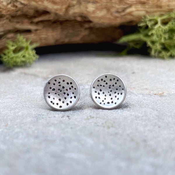 Handmade Silver Celestial Stud Earrings