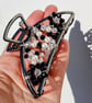 Black Metal Large Hair Claw Clip With Crystal And Shell Pearl Beads - Image 2