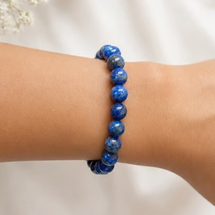 High Quality Lapis Lazuli bracelet - Crystal Meaning Card & Handmade Gift